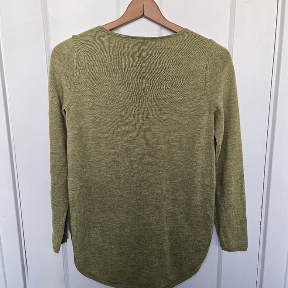 Eileen Fisher Women's Merino Wool Sweater Size XL Green Minimalist 3/4 Sleeve - Picture 7 of 10